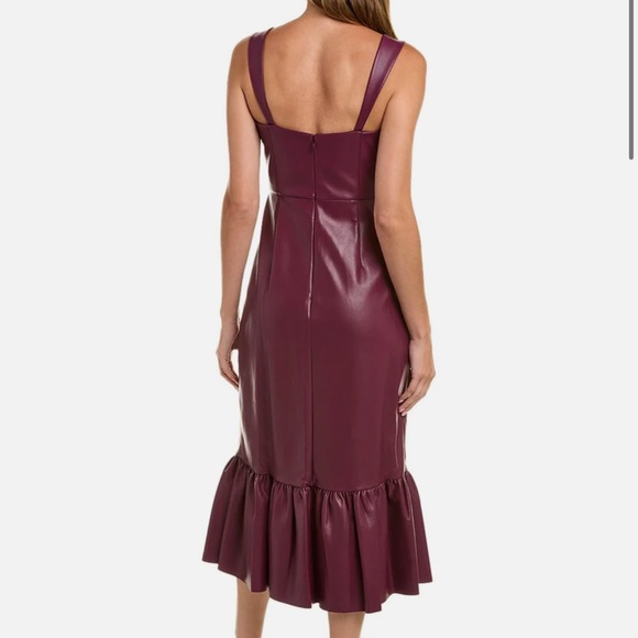NWT SACHIN & BABI FAUX LEATHER MIDI DRESS IN GRAPE WINE - Picture 2 of 6